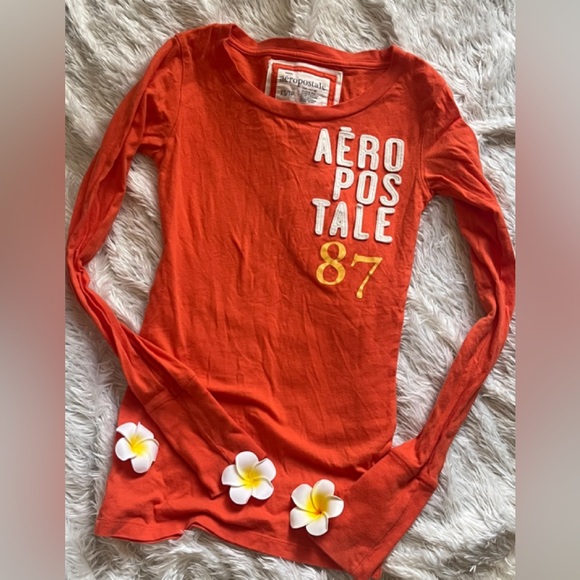 Y2K Aeropostale embroidery logo graphic tee long sleeve - Picture 8 of 10
